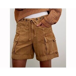 Free People Frankie Washed Shorts Low-Waisted Cargo Lightweight Casual S 286904